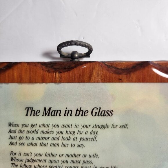 Wood Wall Plaque The Man in the Glass Decoupage Canada Vintage 80s - Picture 6 of 8